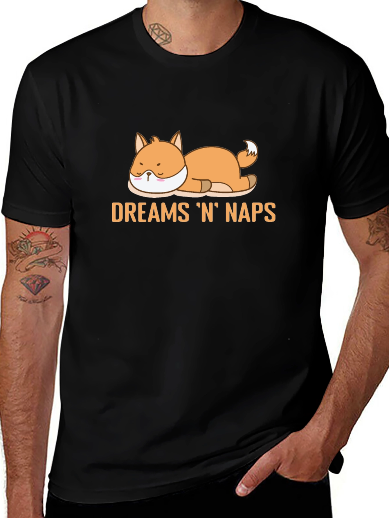 Variant 19 of Dreams 'N' Naps Fox Graphic Black T-Shirt