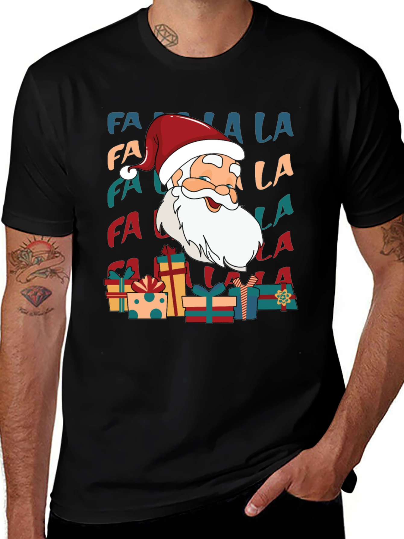 Festive Santa 'Fa La La' Graphic Tee