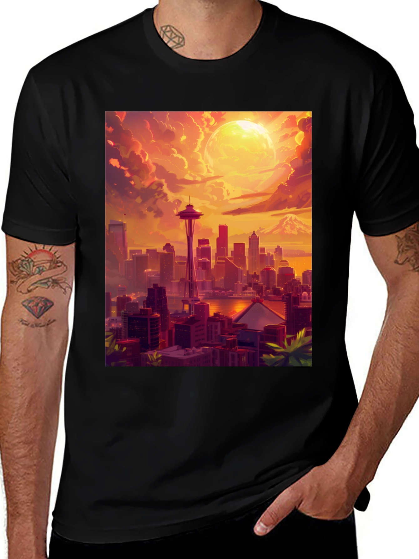 Black Seattle Skyline T-Shirt main image