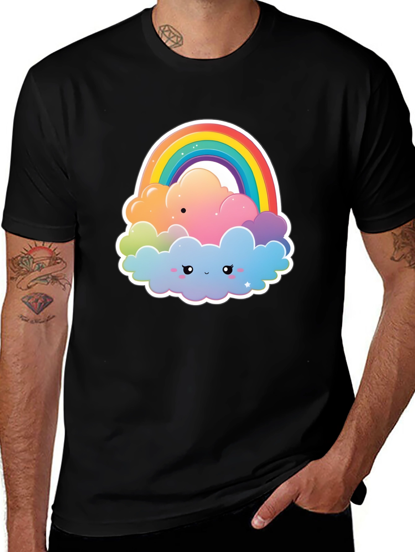 Variant 22 of Rainbow Cloud Graphic Tee - Comfort & Style