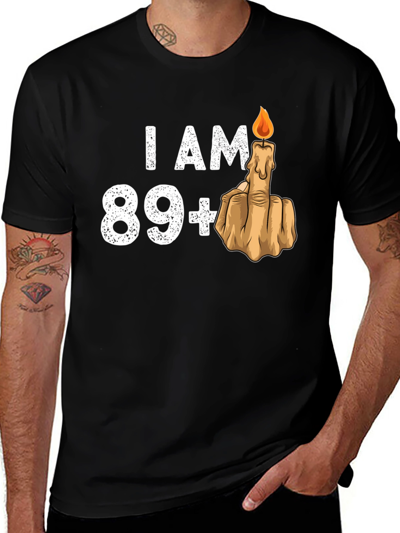 Variant 15 of I Am 89 Plus Funny Birthday Candle Middle Finger T-Shirt