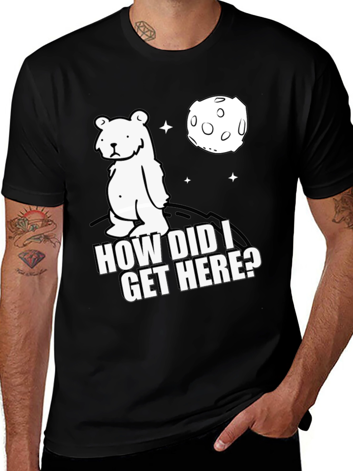 Variant 21 of Space Bear T-Shirt - "How Did I Get Here?" Graphic Tee