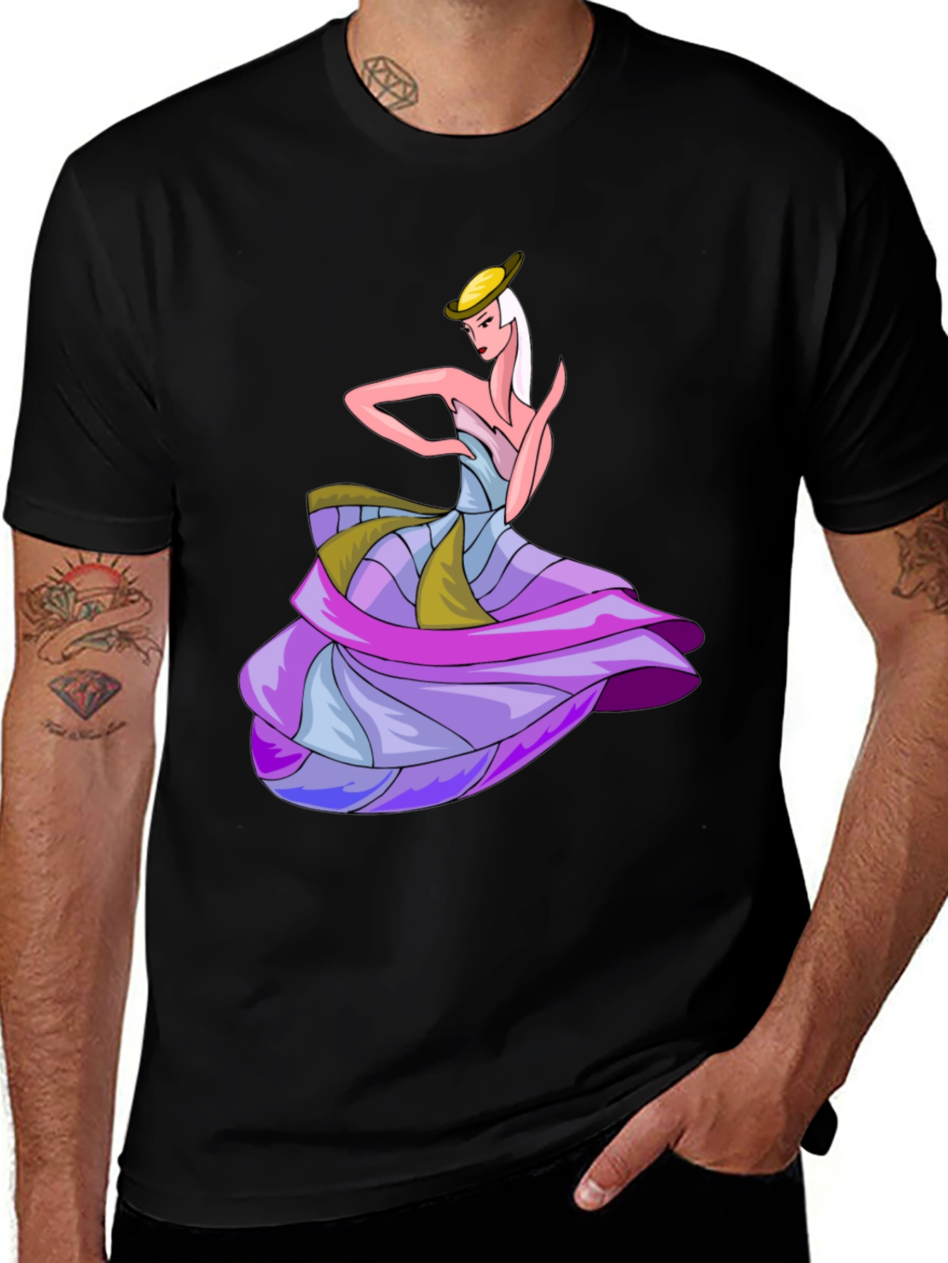 Variant 9 of Stylish Black T-Shirt with Abstract Dancer Design