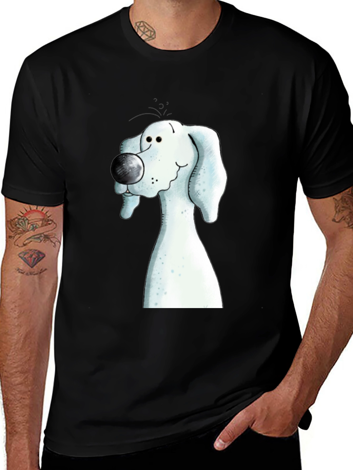 Variant 7 of Dog Cartoon Graphic Black T-Shirt