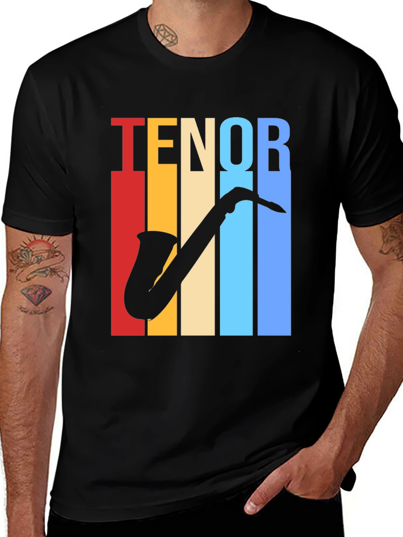 Variant 5 of Tenor Saxophone Retro T-Shirt - Musician Style