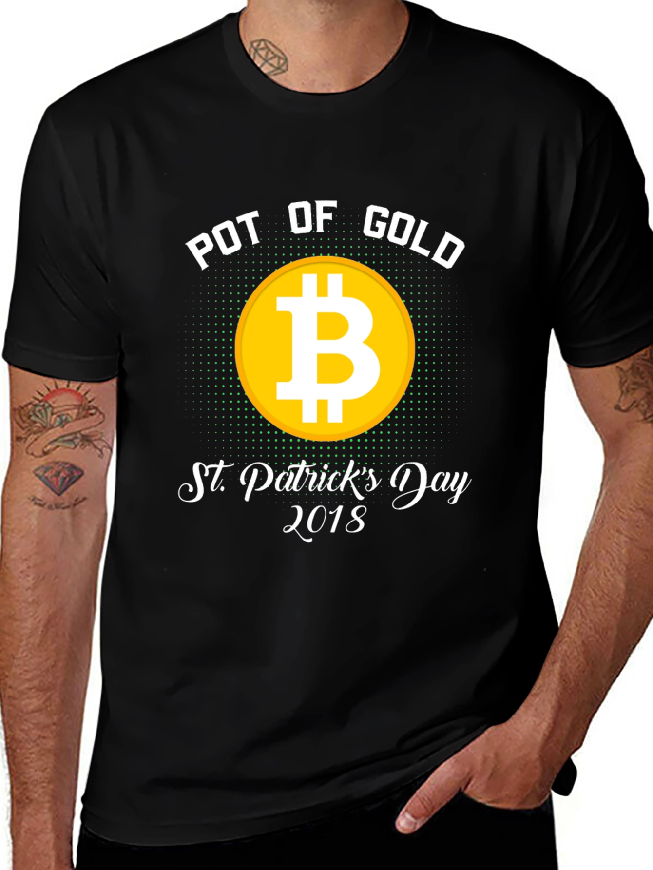 St. Patrick's Day Bitcoin Pot of Gold Black T-Shirt