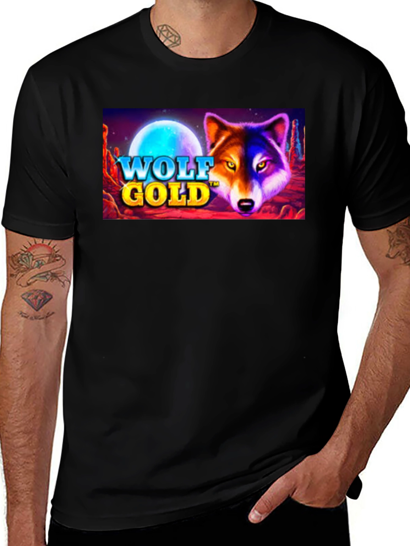 Variant 12 of Wolf Gold Graphic T-Shirt - Unique Design