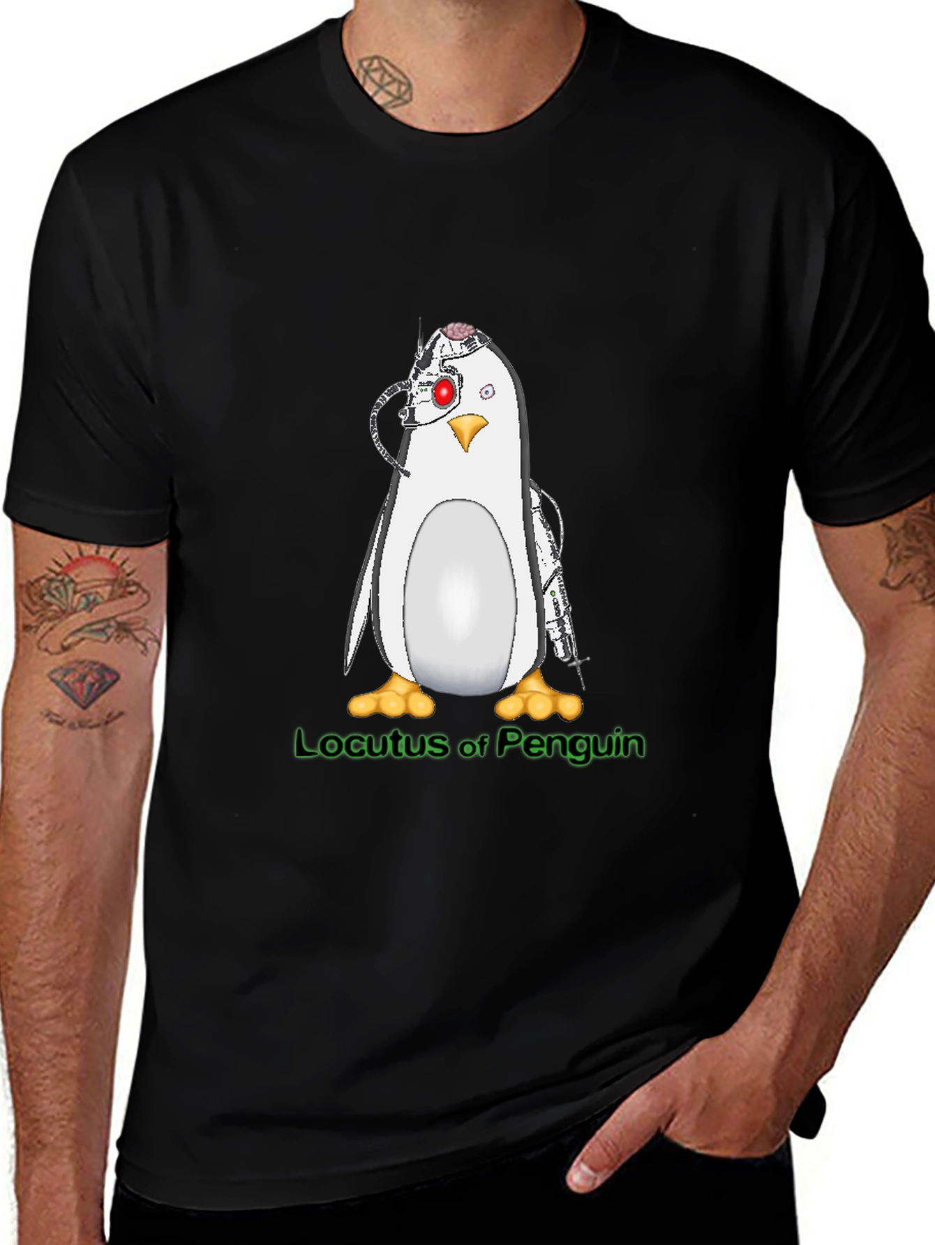 Variant 16 of Cyborg Penguin Graphic Tee - Geeky Humor Shirt
