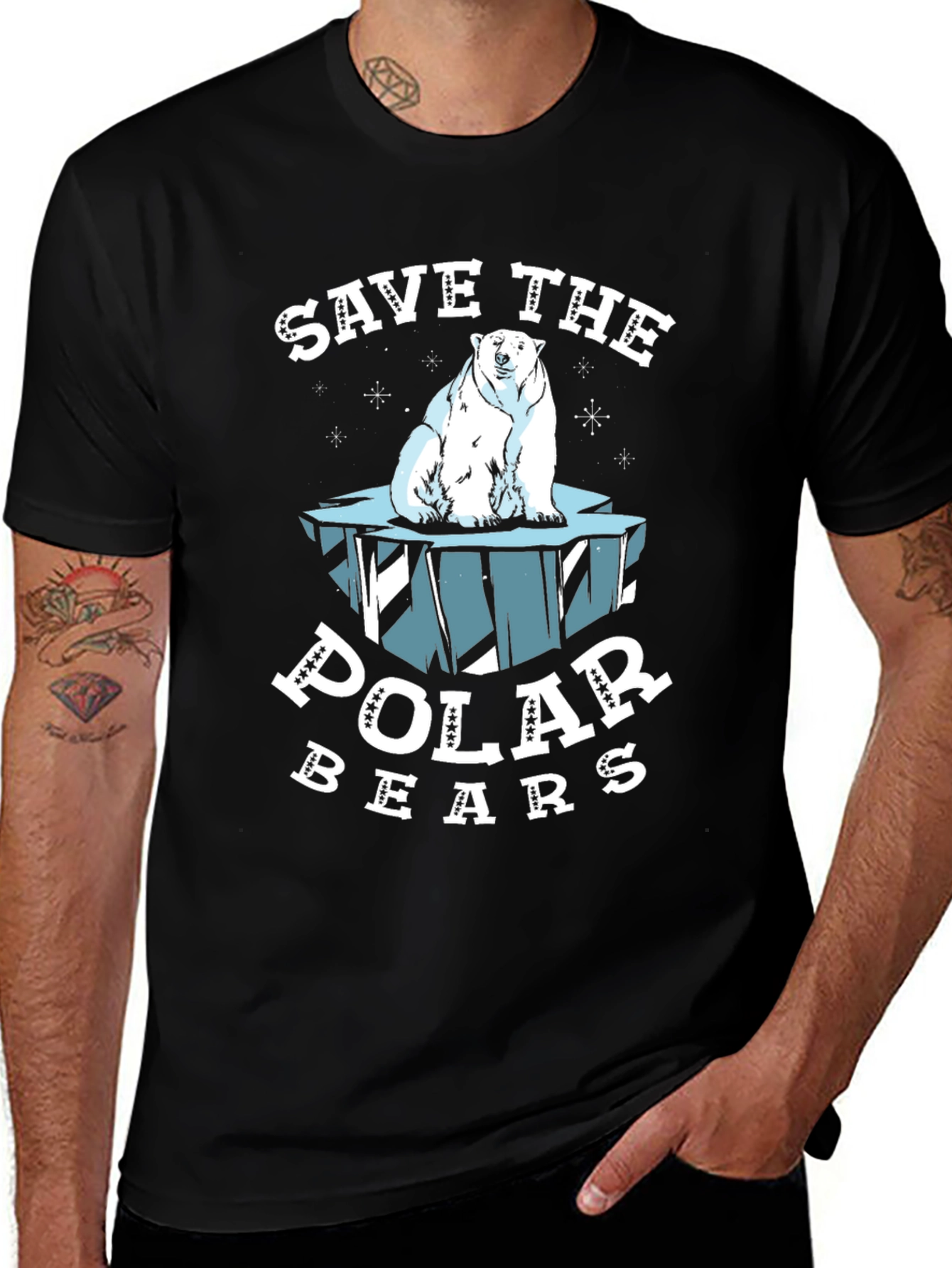 Variant 23 of Save the Polar Bears Graphic Tee - Black
