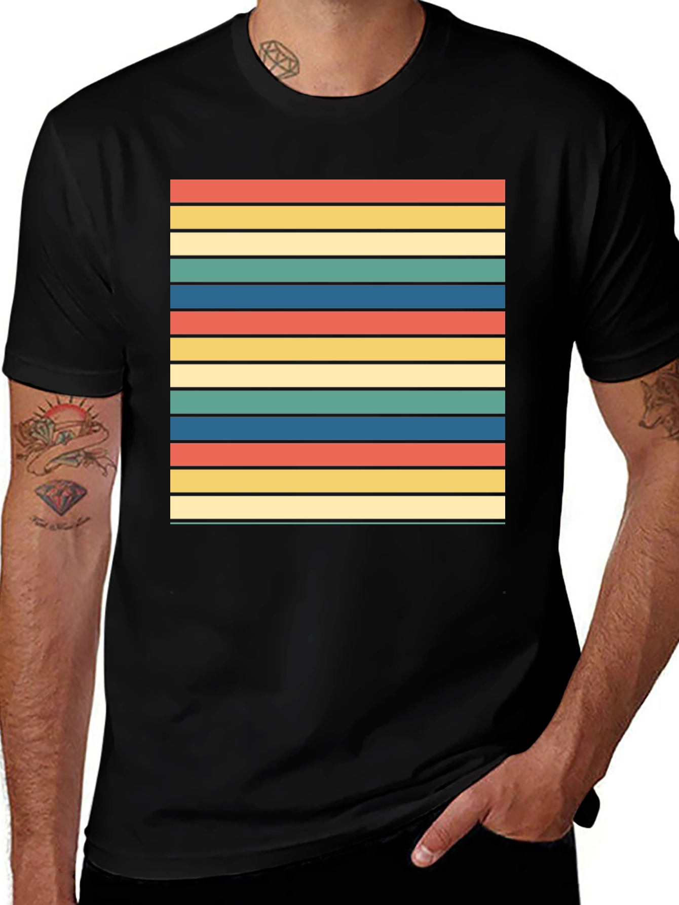Variant 9 of Retro Striped T-Shirt - Stylish Vintage Design