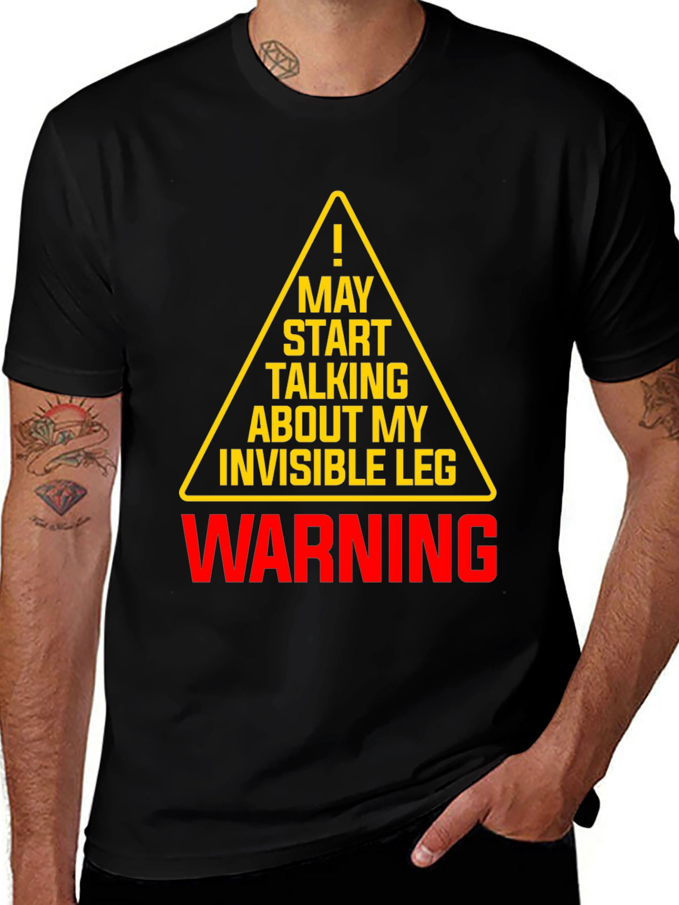 Variant 17 of Invisible Leg Warning T-Shirt - Funny Novelty Tee