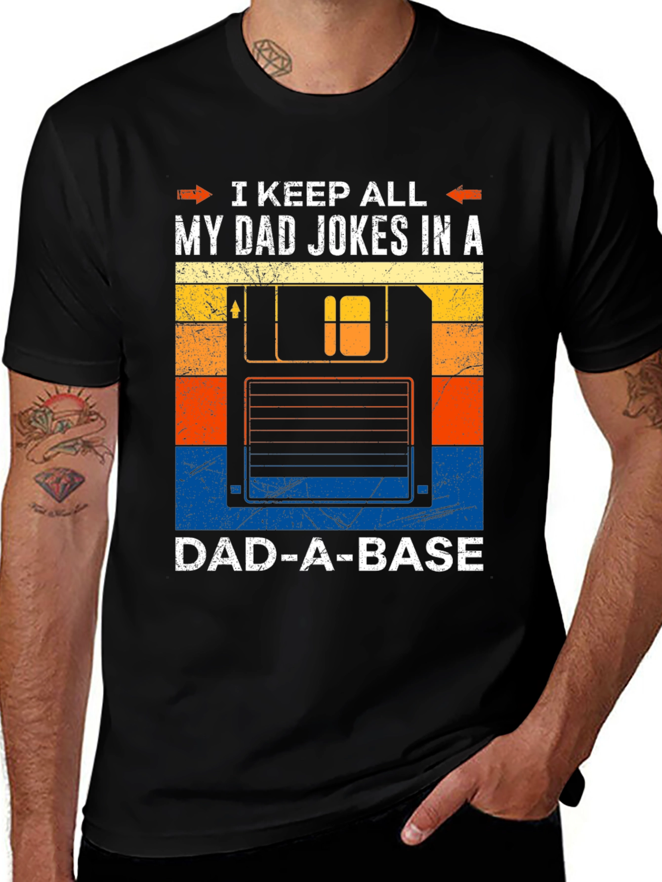 Variant 25 of Dad Jokes T-Shirt - Dad-A-Base Floppy Disk Pun Tee