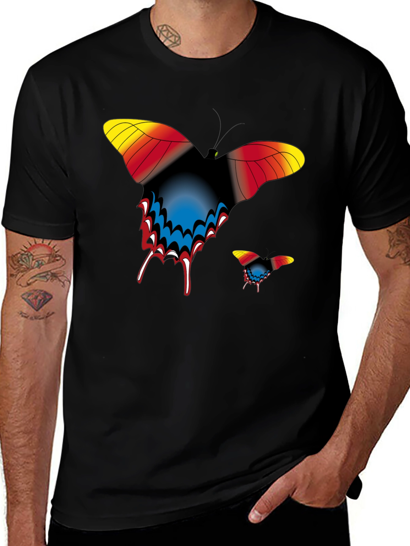 Variant 30 of Butterfly Graphic Black T-Shirt