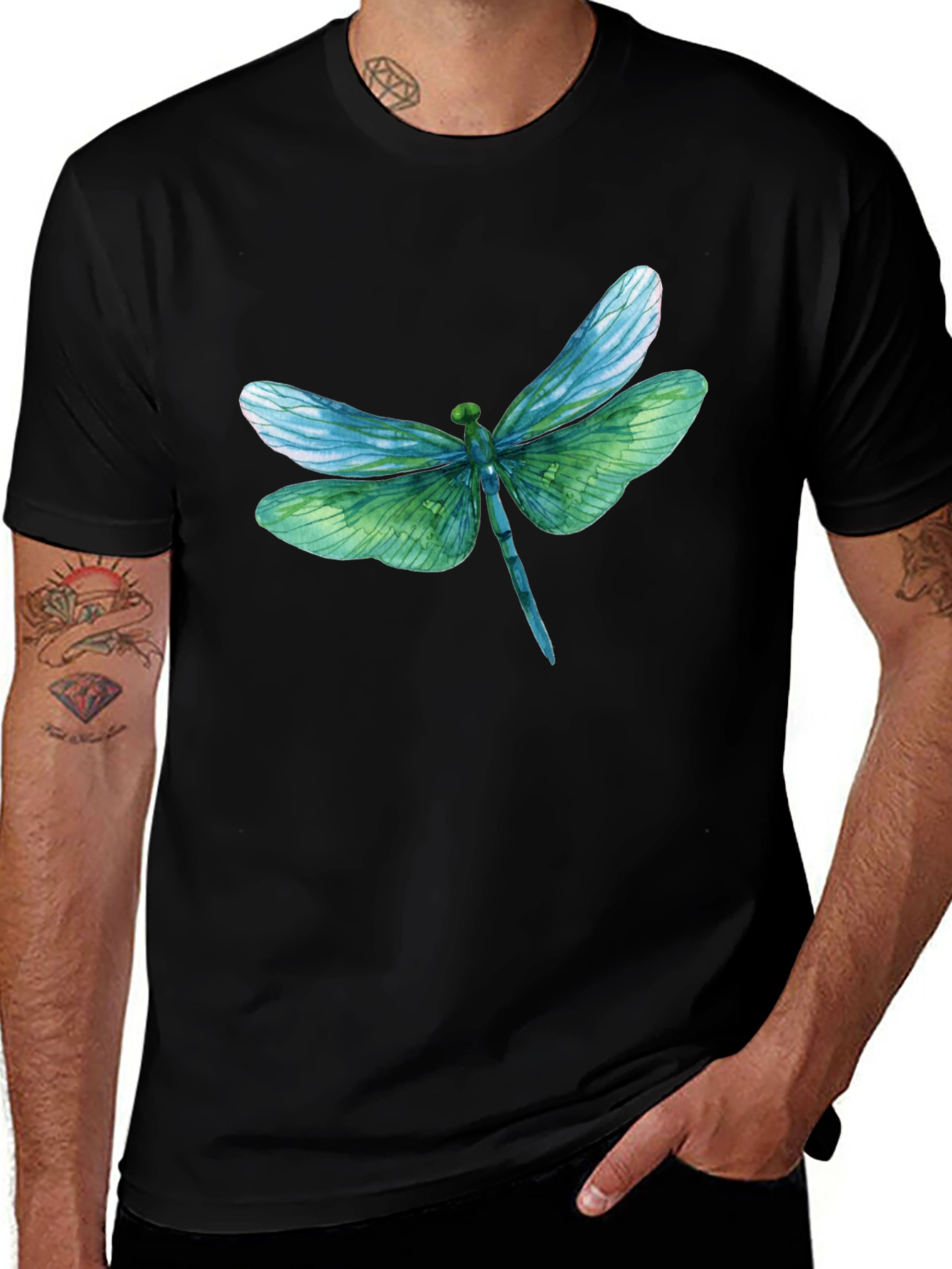 Variant 14 of Dragonfly Graphic Tee - Black Cotton Blend