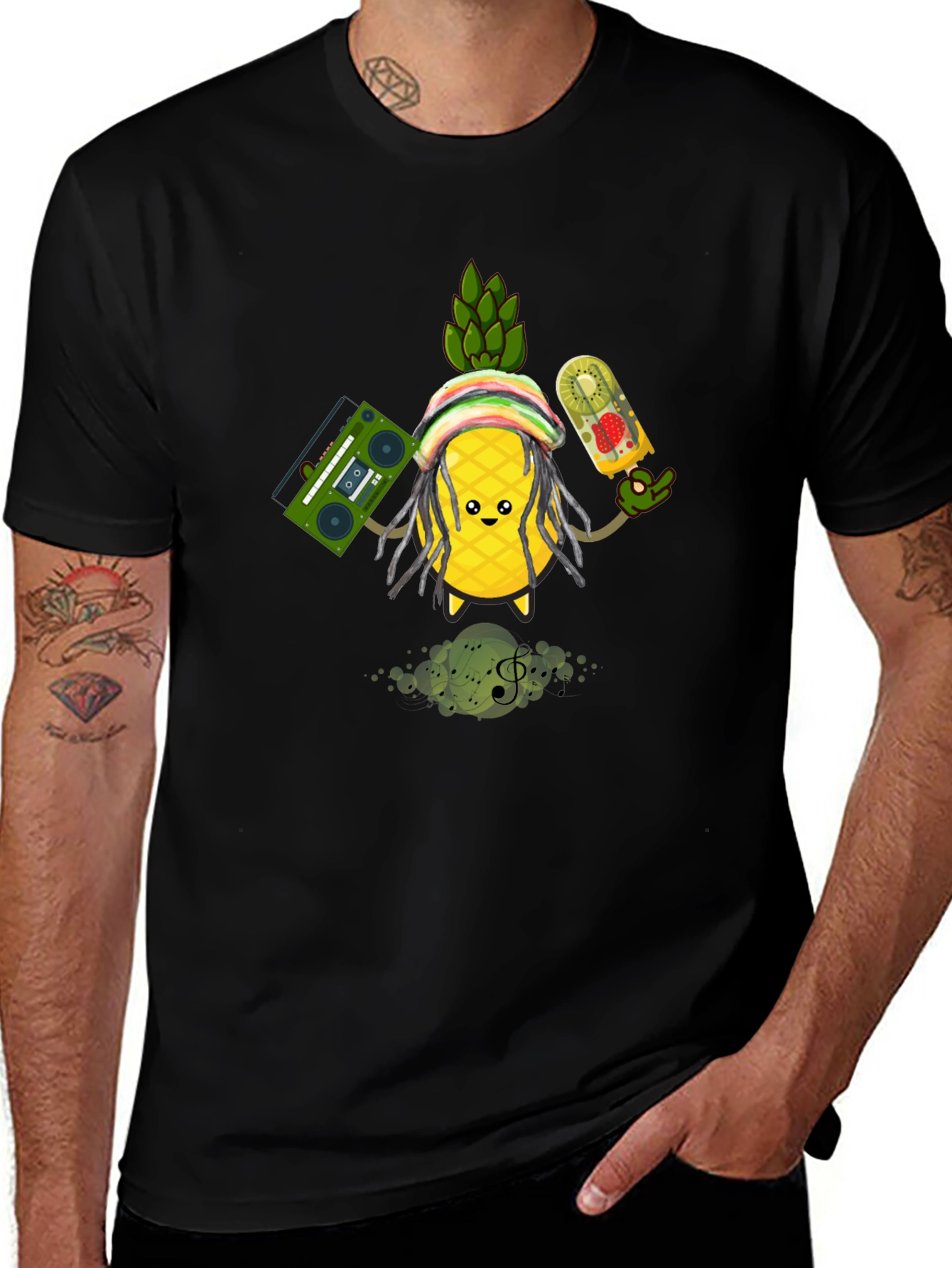 Variant 30 of Rasta Pineapple Graphic Tee - Cool Summer Vibes