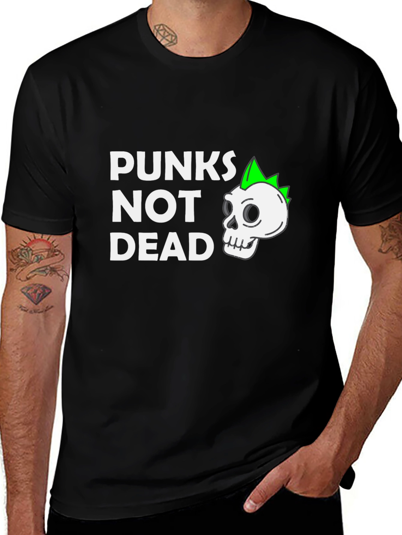 Variant 2 of Punkn's Not Dead T-Shirt - Skull Graphic Tee