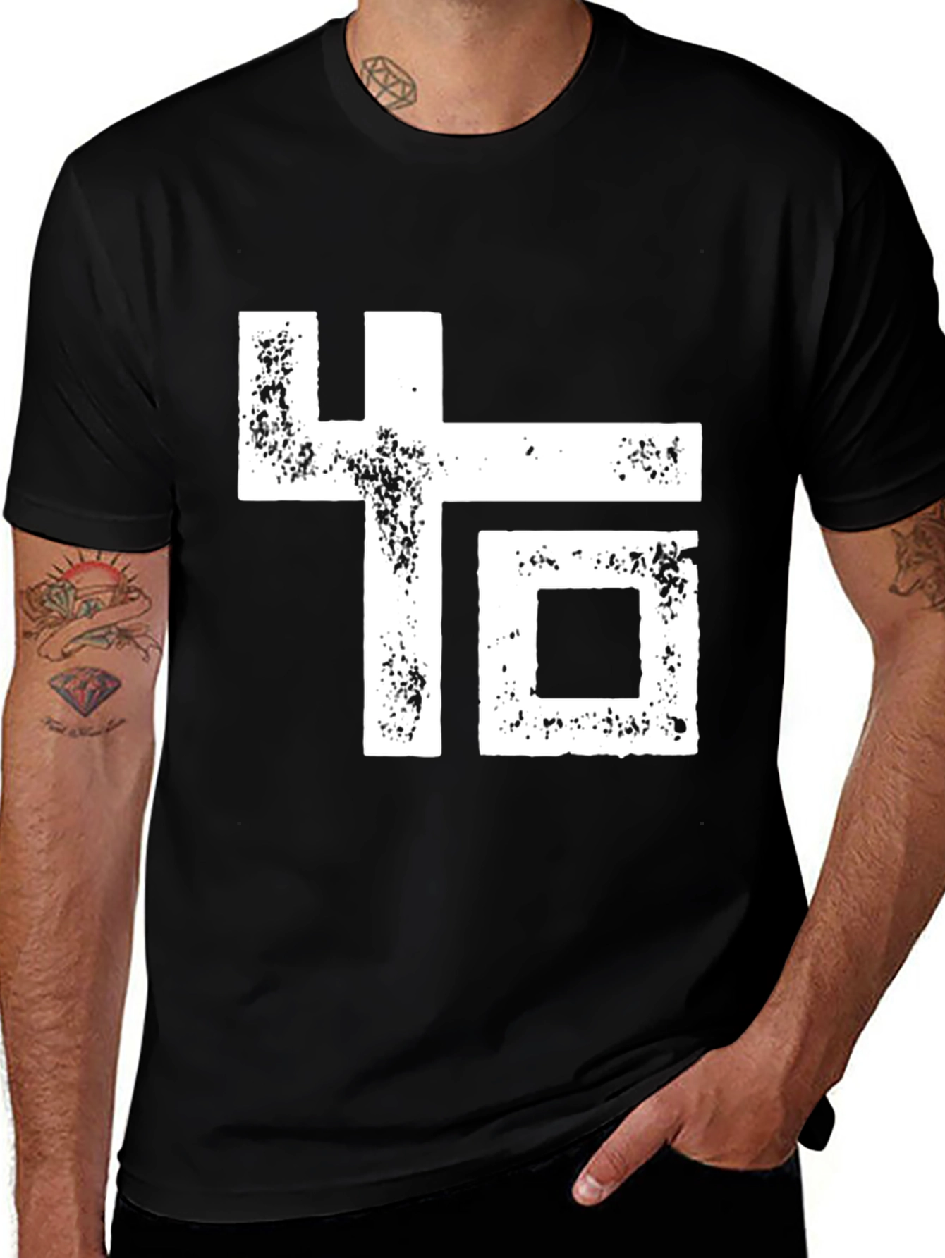 Variant 9 of Abstract Graphic Print Black Crew Neck T-Shirt