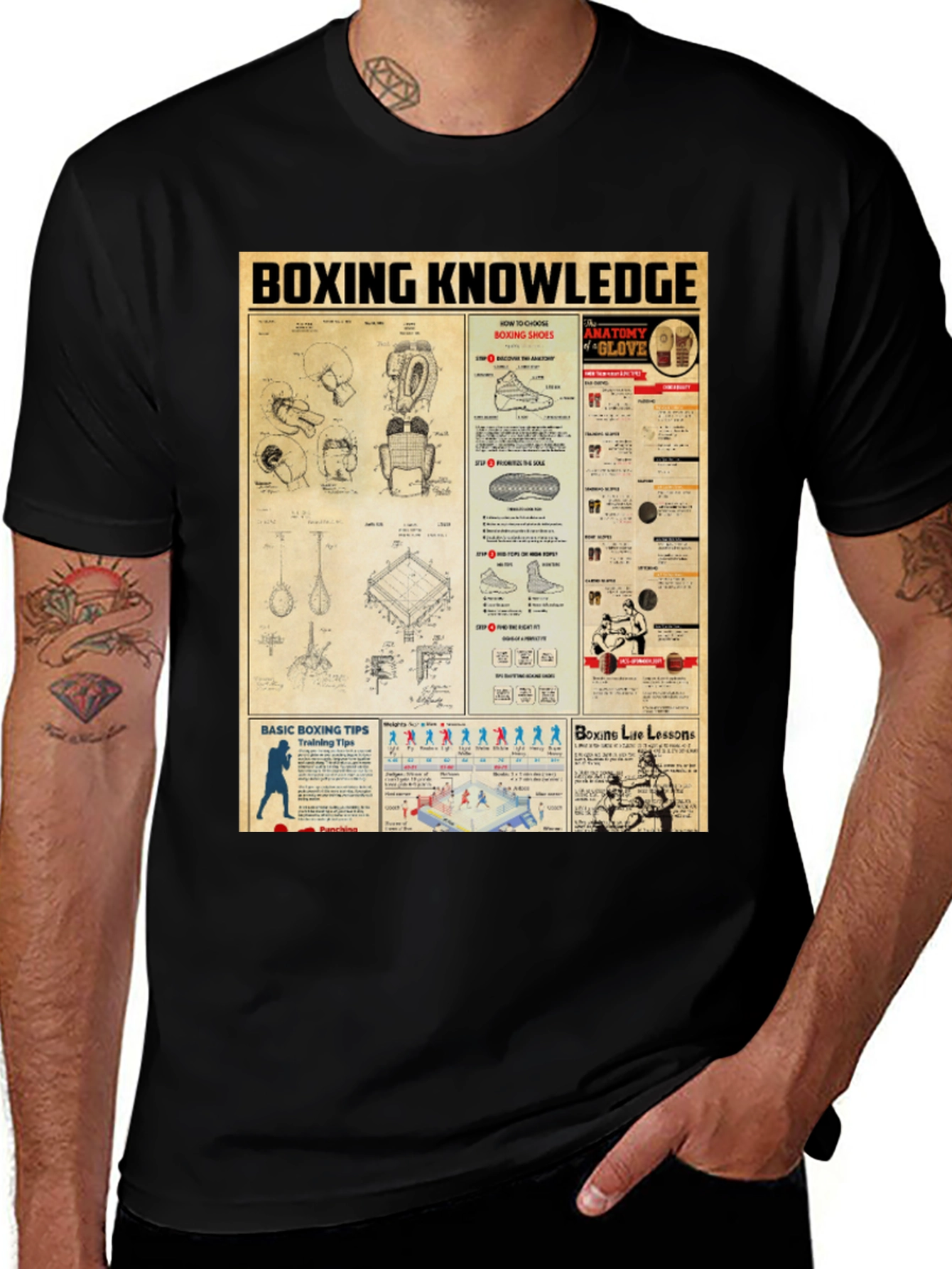 Variant 27 of Boxing Knowledge Black Graphic T-Shirt
