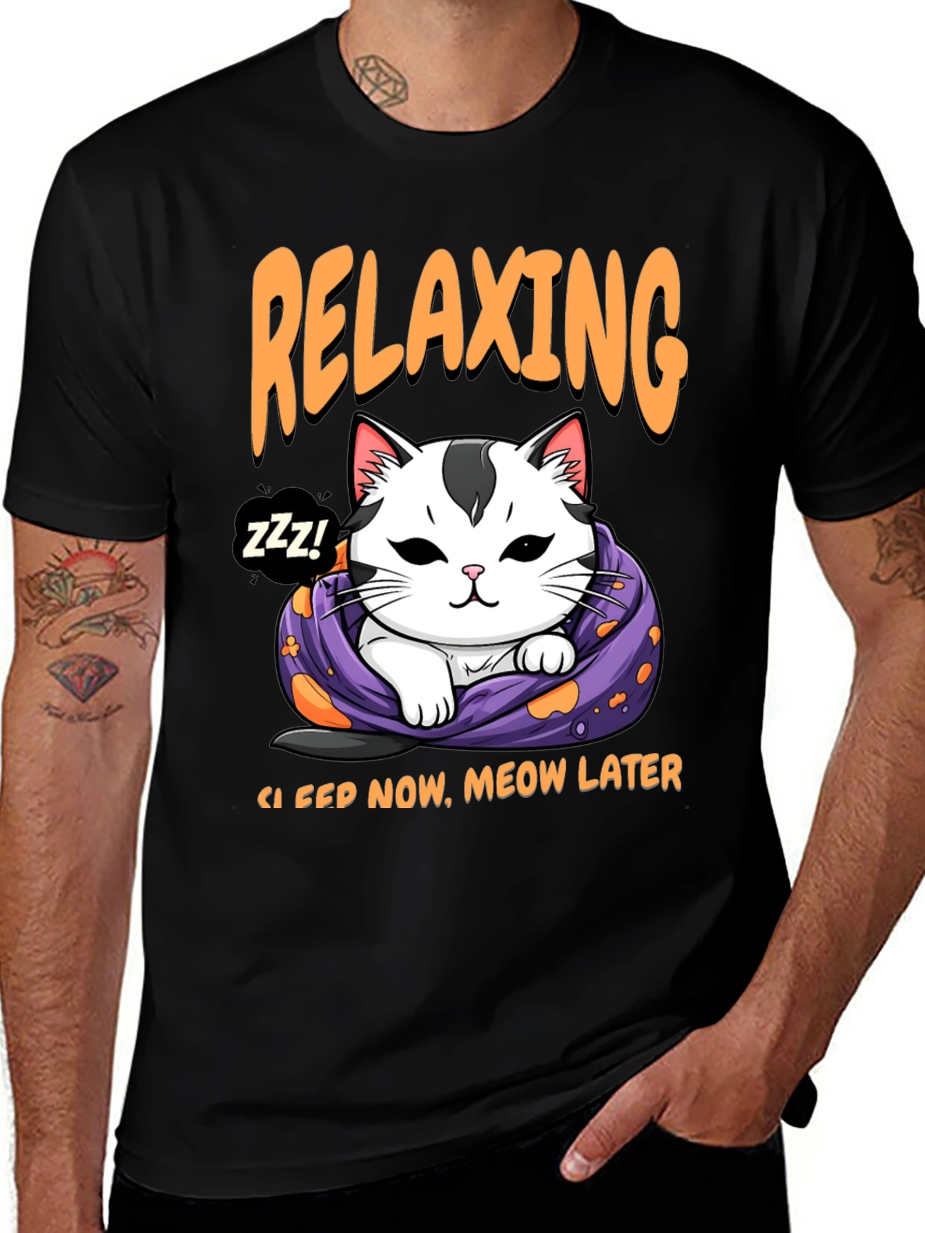Variant 29 of Relaxing Cat T-Shirt - Sleep Now, Meow Later!
