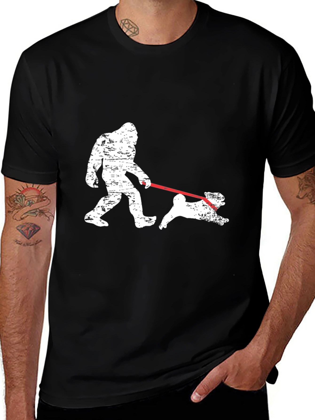 Variant 13 of Bigfoot Dog Walk Graphic Tee - Black