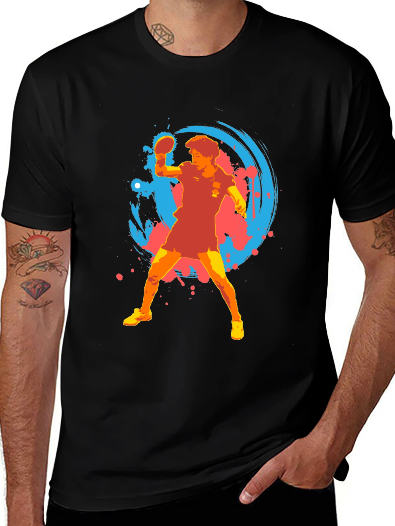 Variant 4 of Table Tennis Player Graphic T-Shirt