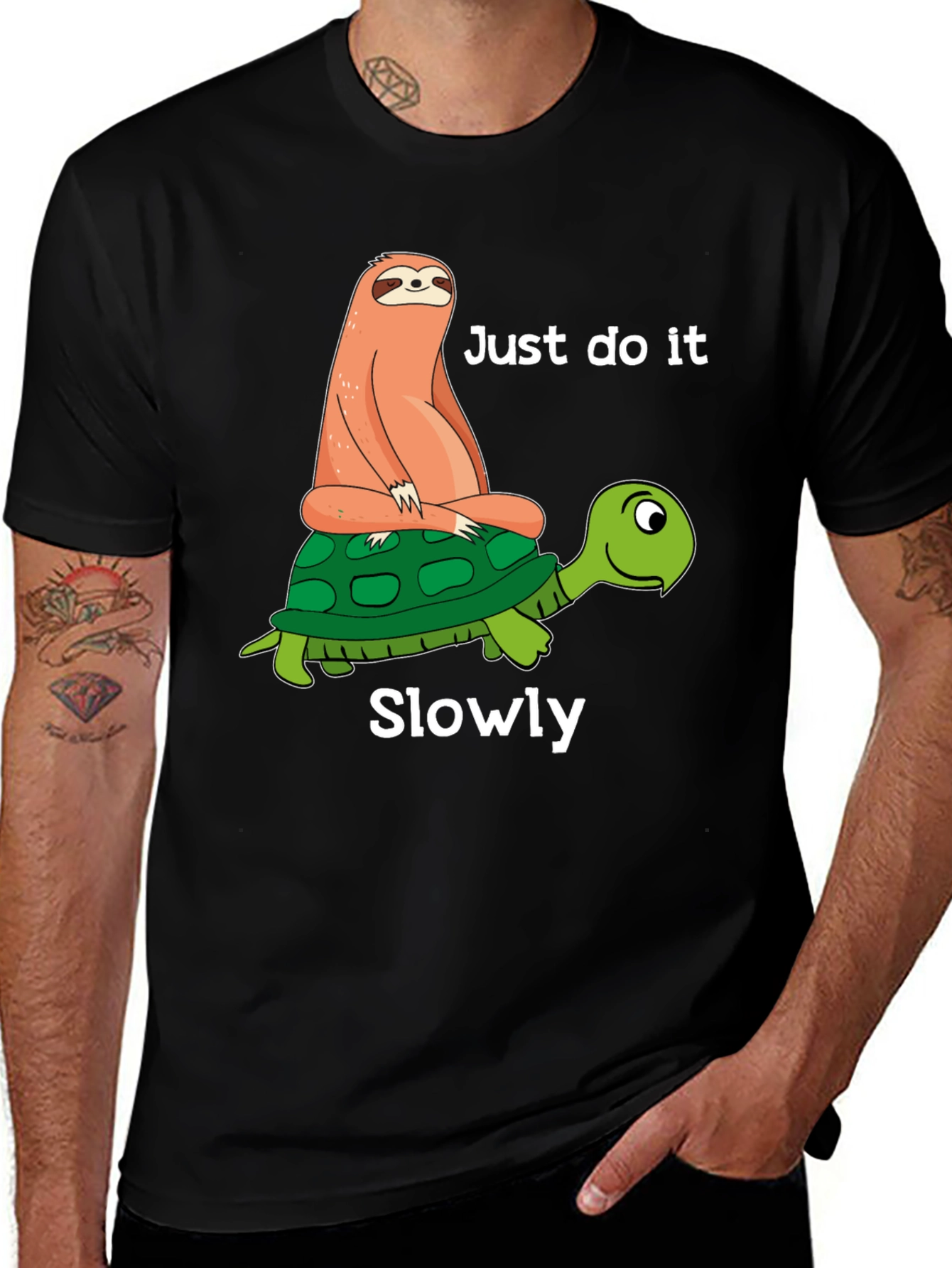 Variant 26 of Sloth Riding Turtle T-Shirt - Just Do It Slowly