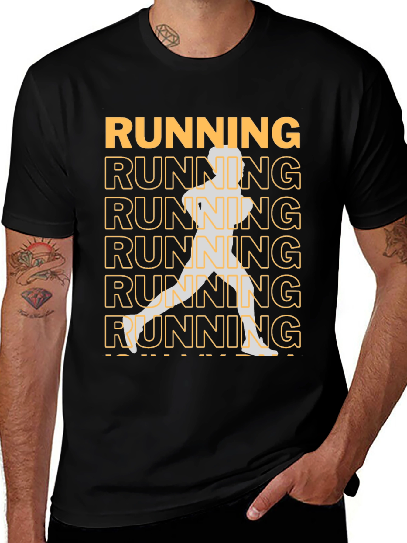 Variant 15 of Running T-Shirt - Men's Black Graphic Tee