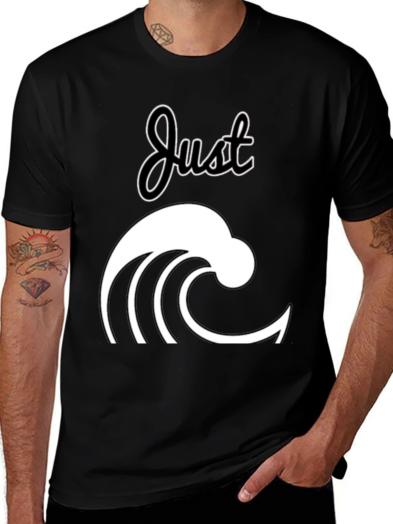 Variant 29 of Just Wave T-Shirt - Black Graphic Tee