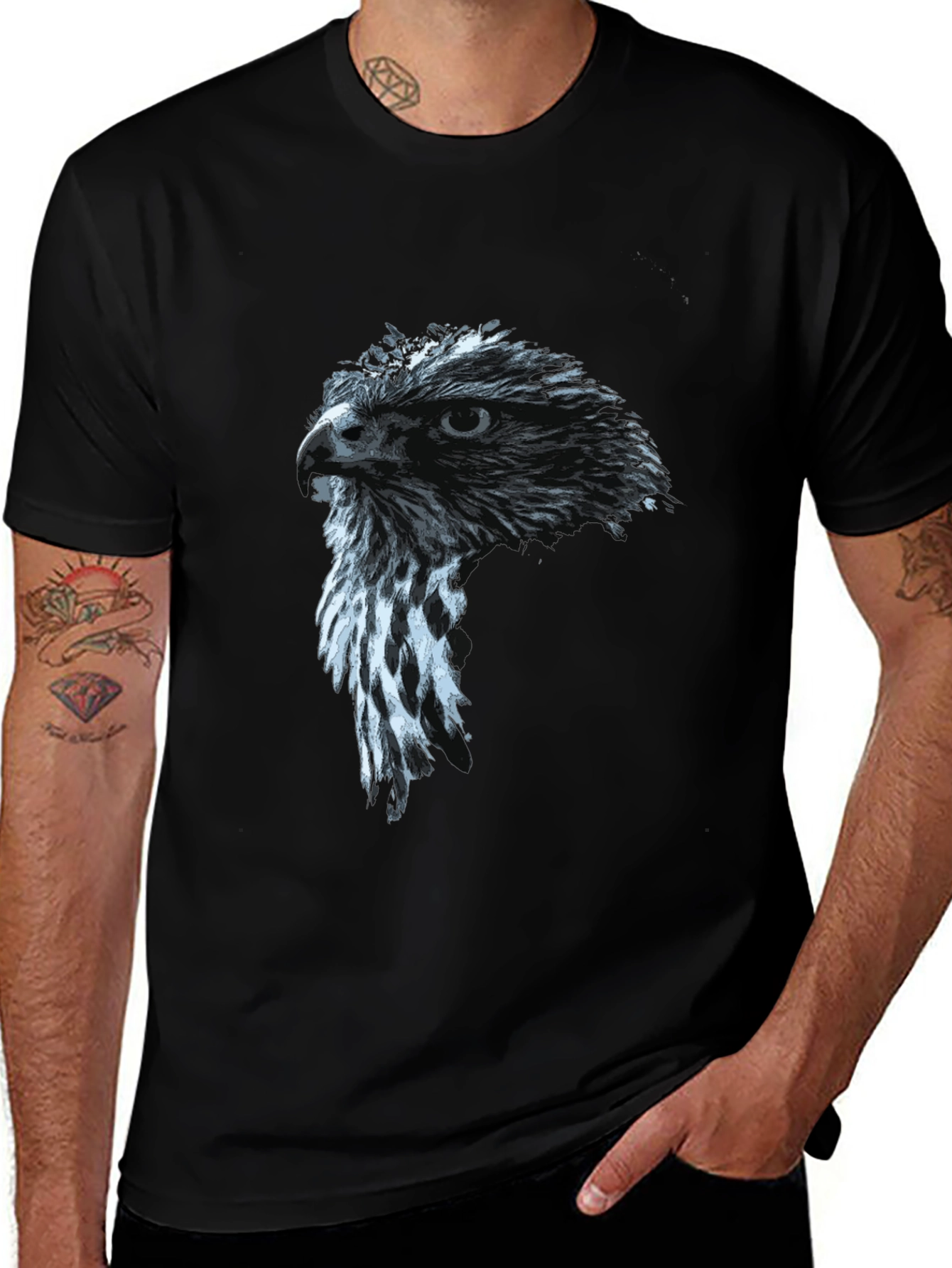 Variant 15 of Hawk Graphic Print Black T-Shirt