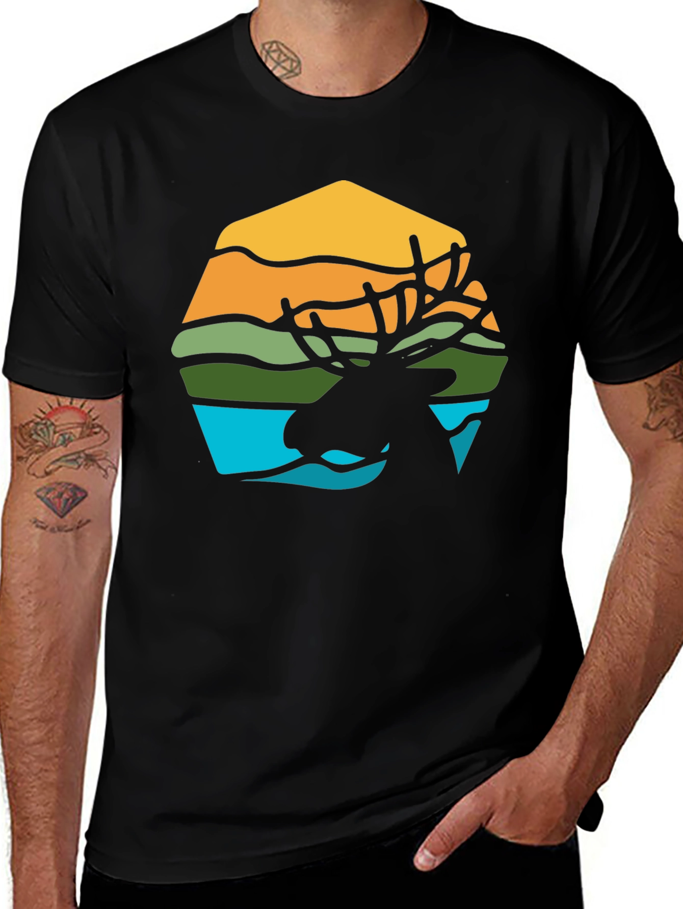 Variant 13 of Moose Silhouette Graphic Tee - Nature Inspired Design