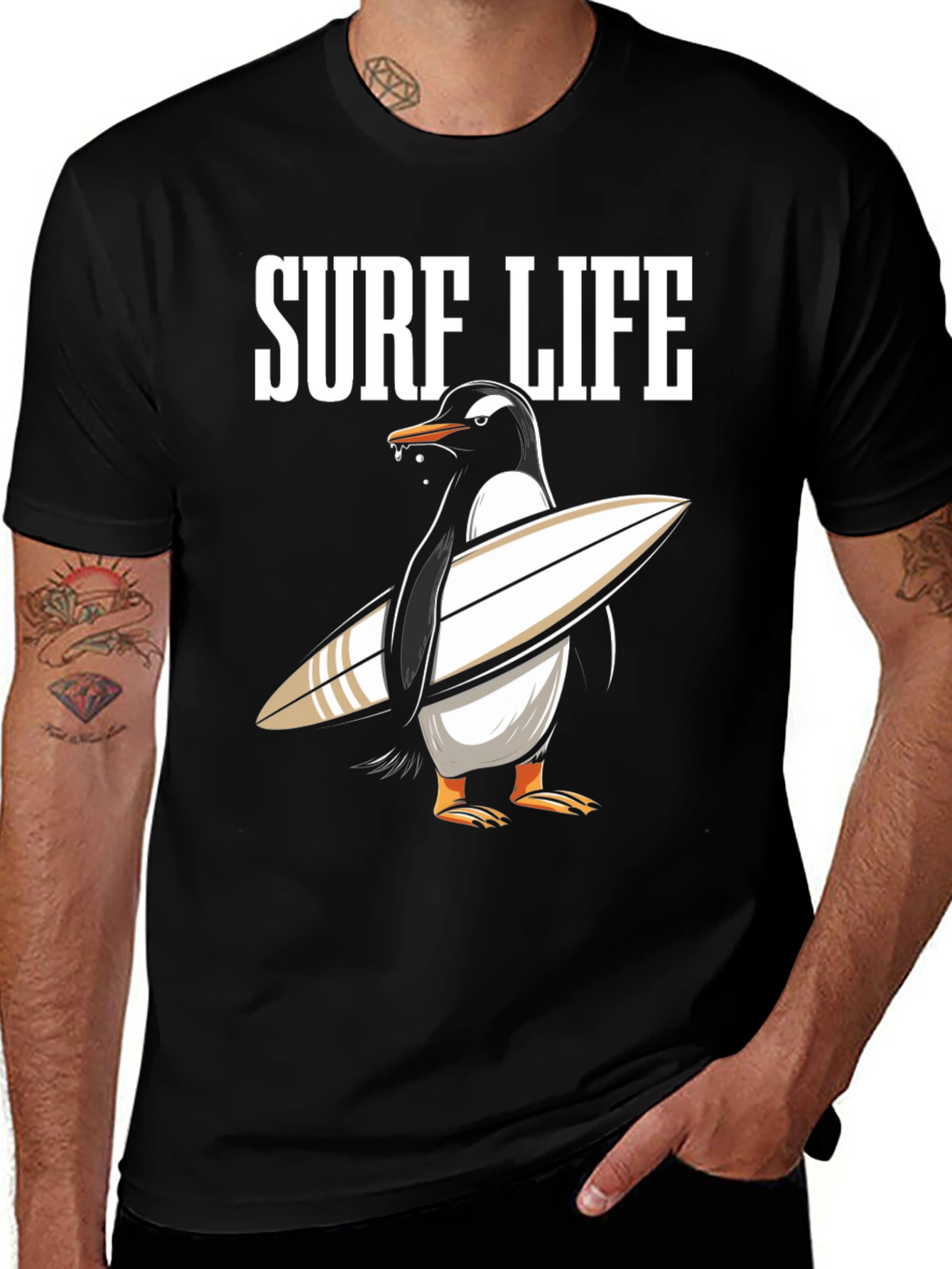 Variant 21 of Surf Life Penguin T-Shirt - Summer Fun