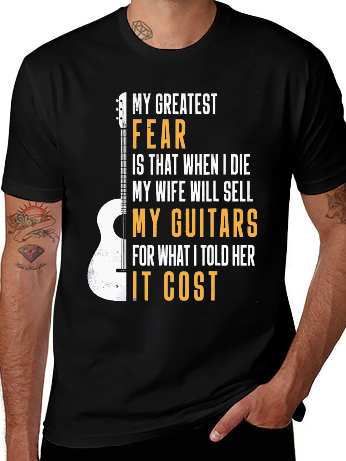Variant 8 of Guitar Lover T-Shirt: My Greatest Fear Funny Musician Tee