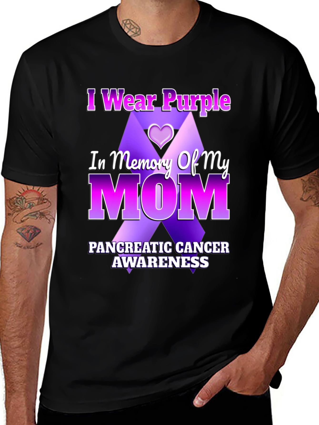 Pancreatic Cancer Awareness Purple Ribbon T-Shirt