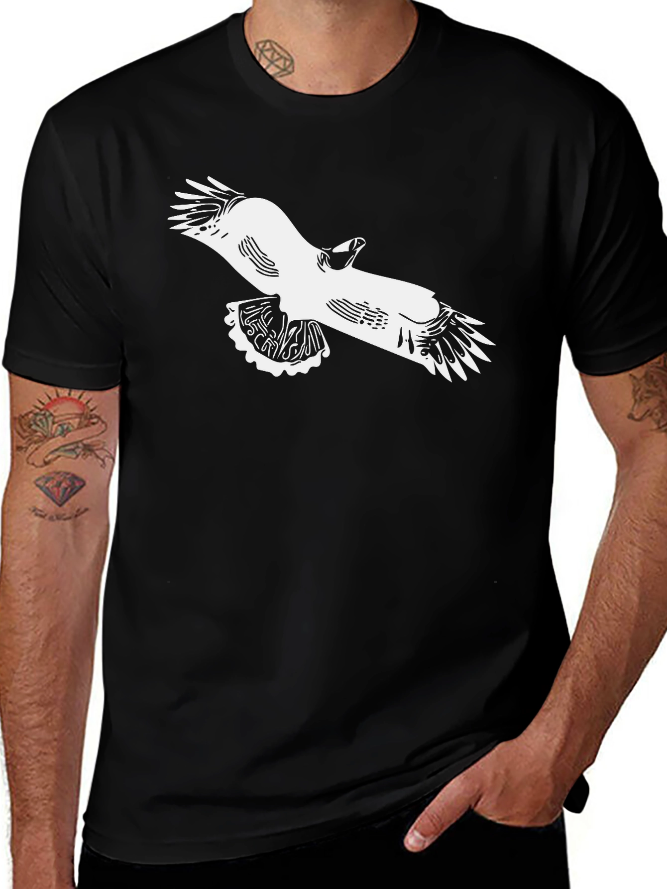 Variant 13 of Black T-Shirt with Eagle Graphic Print