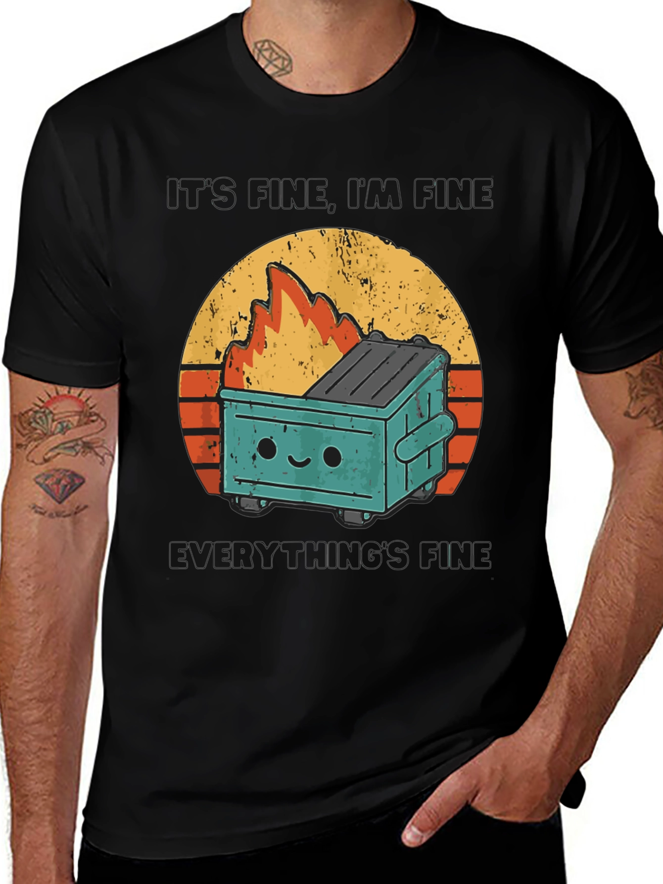 Variant 19 of Dumpster Fire T-Shirt - Everything's Fine Tee