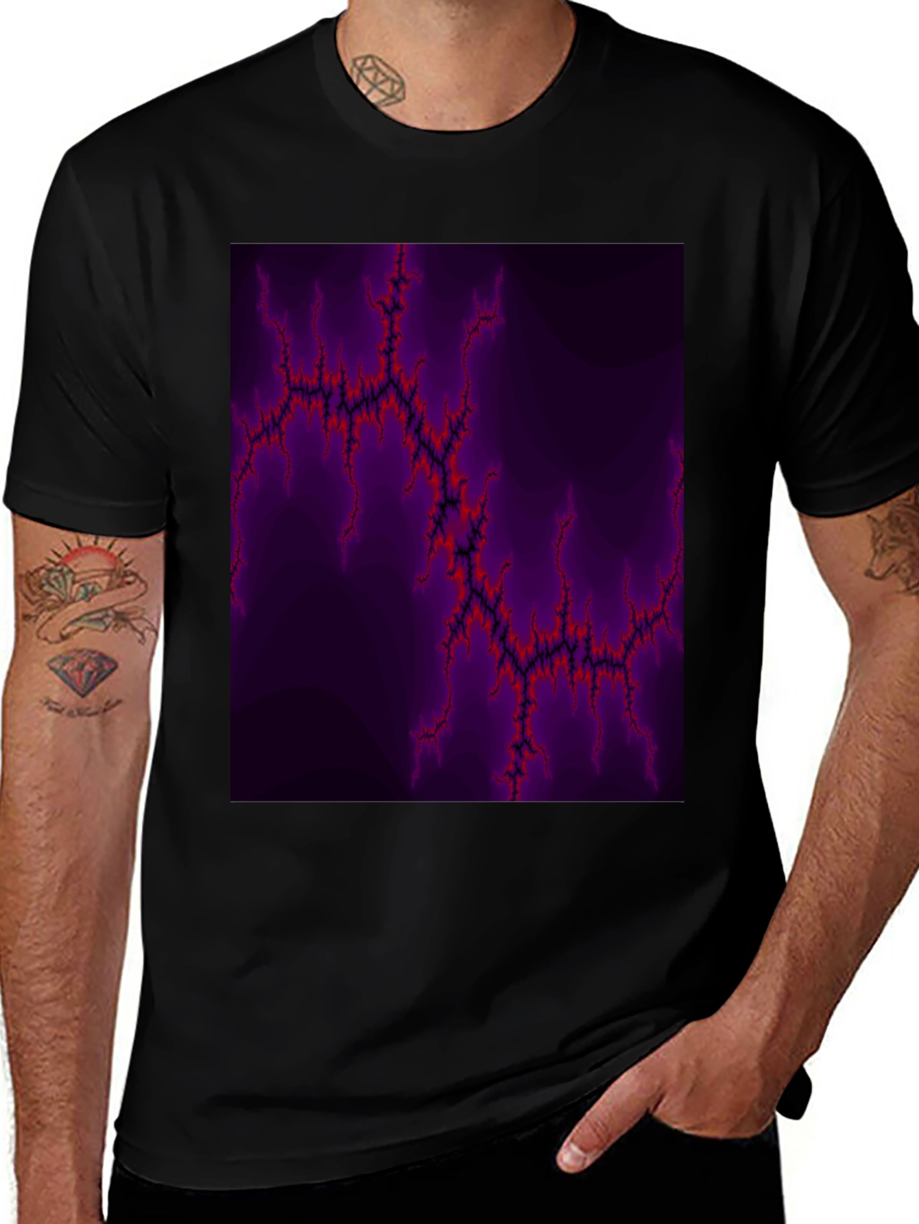 Variant 4 of Fractal Lightning Bolt T-Shirt - Unique Design
