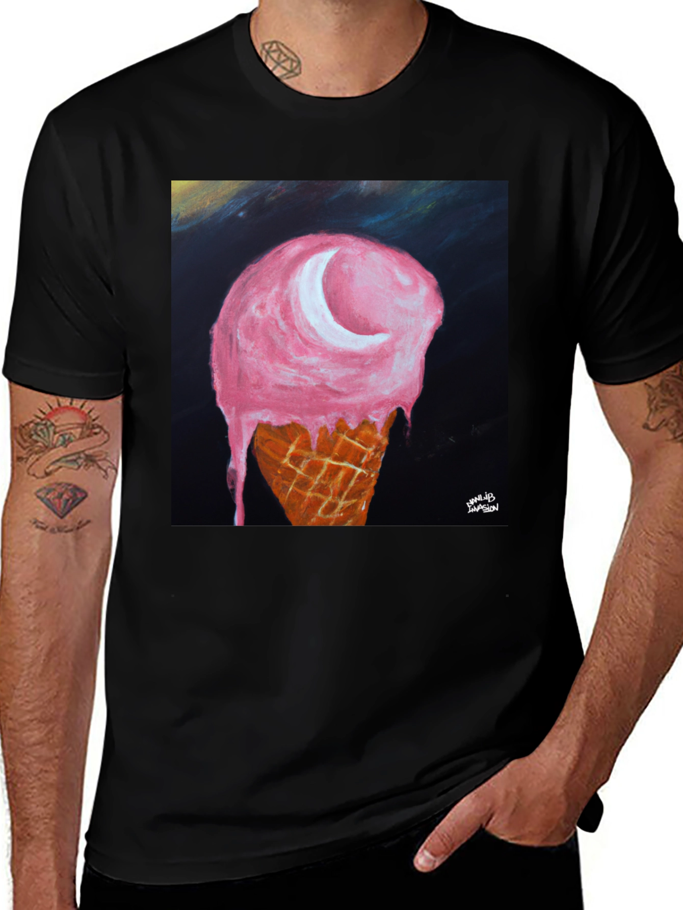 Variant 22 of Ice Cream Moon Graphic Tee - Unique Art T-Shirt