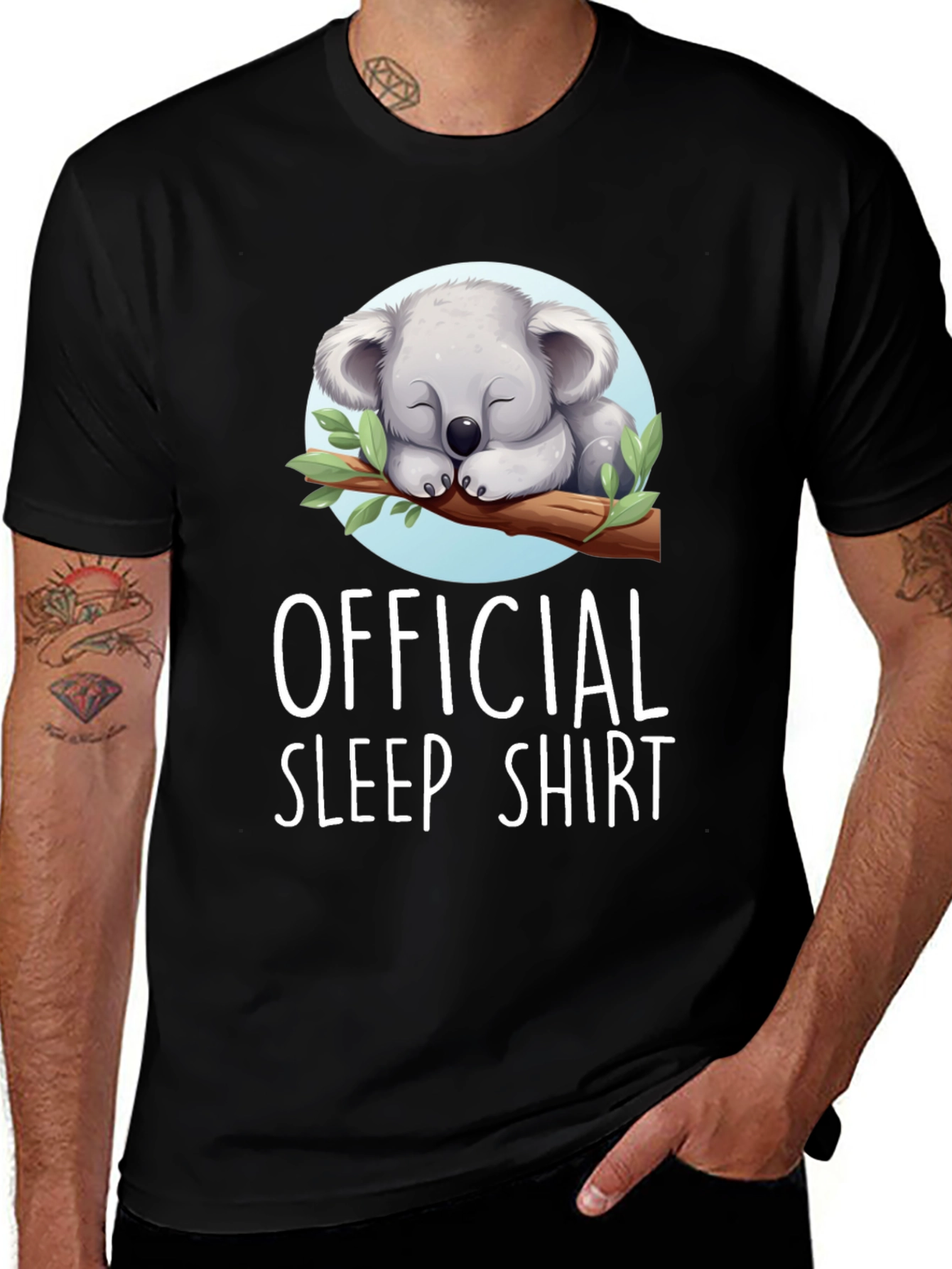 Variant 3 of Cute Koala Official Sleep Shirt - Black Tee