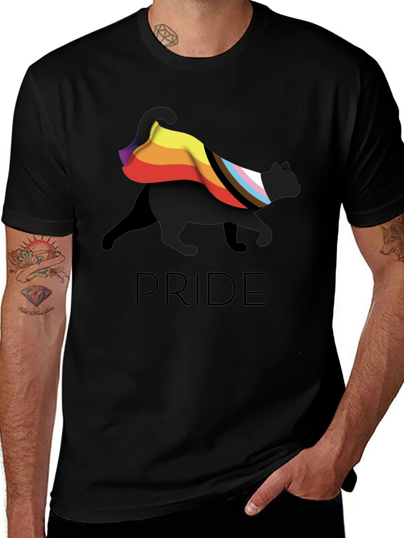 Pride Cat Graphic T-Shirt - Black LGBTQ+ Tee