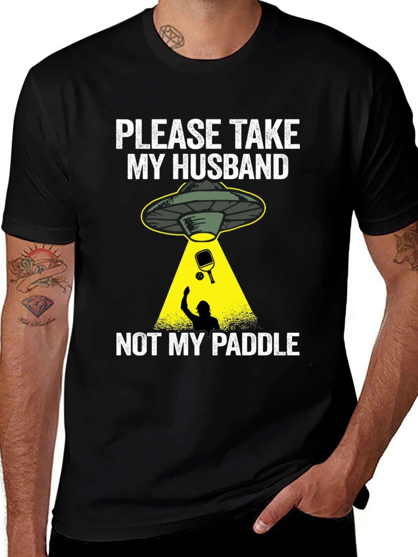 Variant 11 of Funny Alien Abduction Husband Paddle T-Shirt