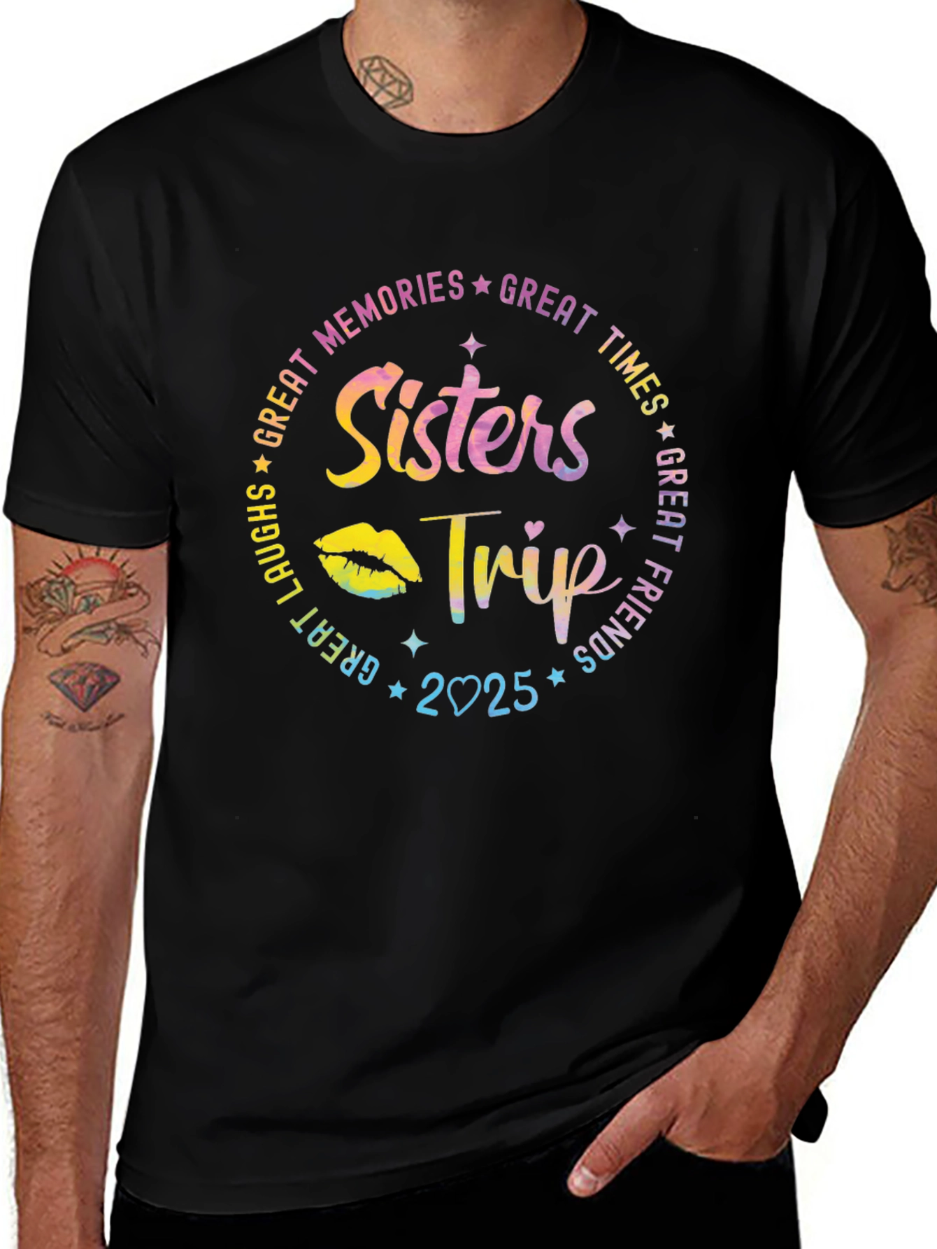 Sisters Trip 2025 Black Graphic T-Shirt
