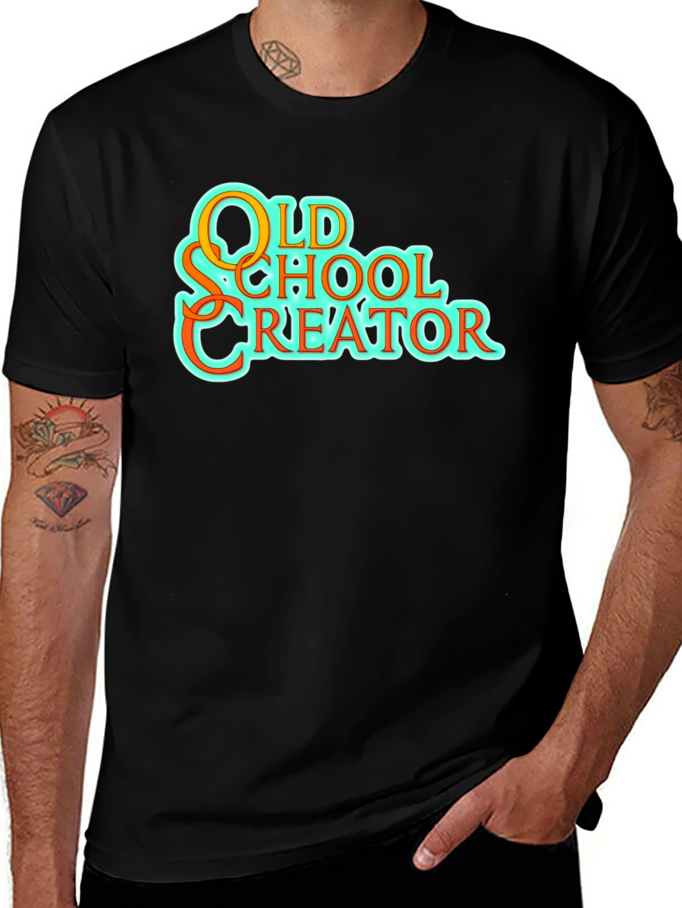 Variant 30 of Old School Creator T-Shirt - Black Cotton Graphic Tee