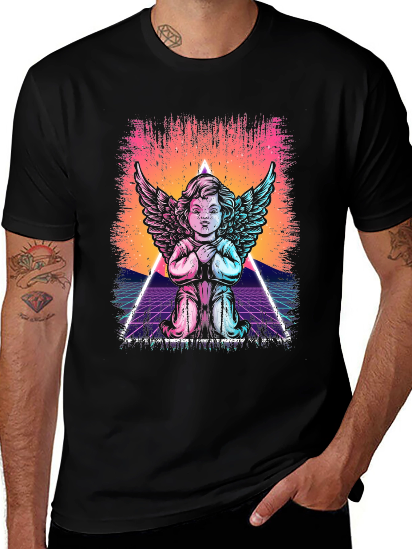 Variant 18 of Synthwave Angel Graphic Tee