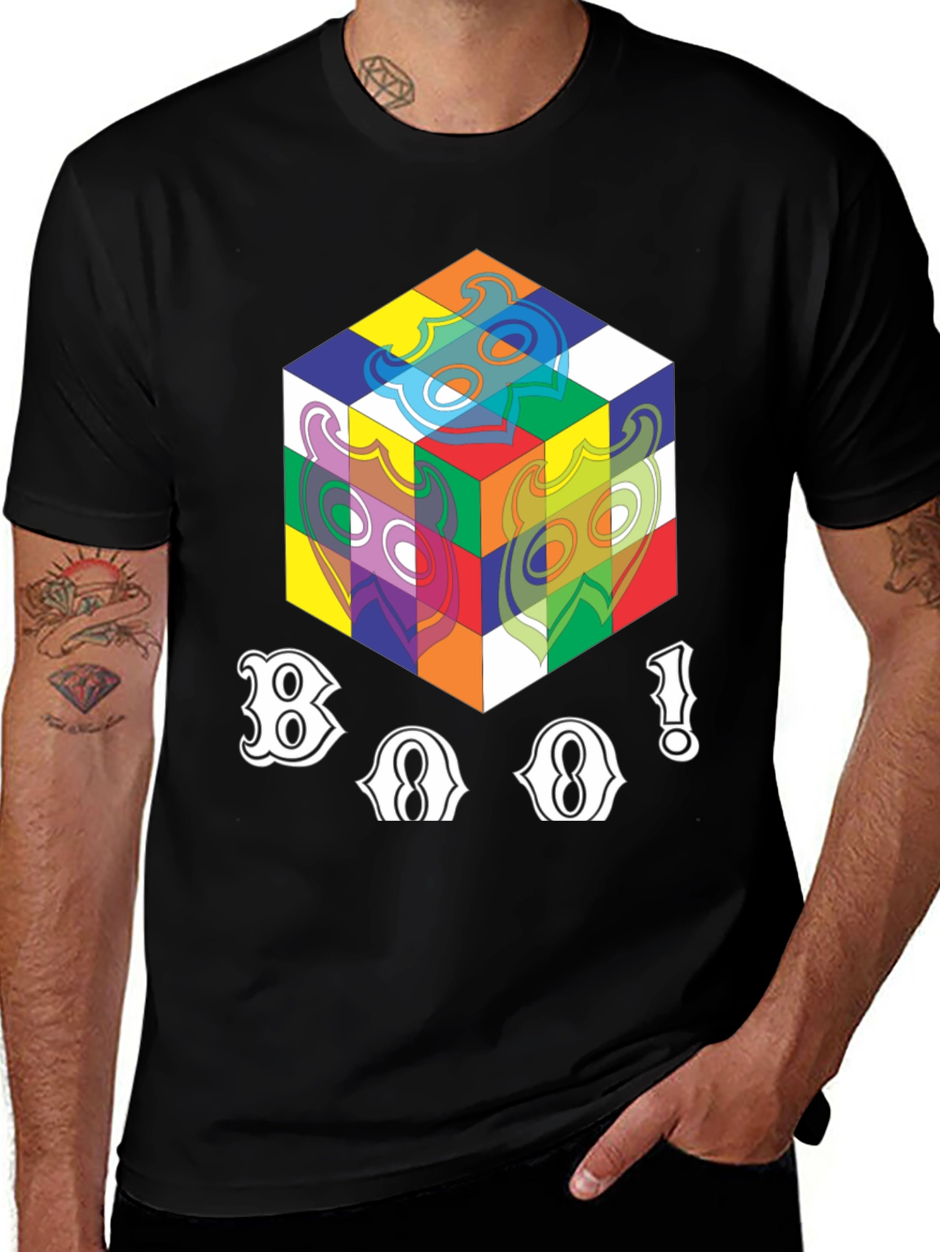 Variant 16 of Abstract Cube Graphic T-Shirt - Black