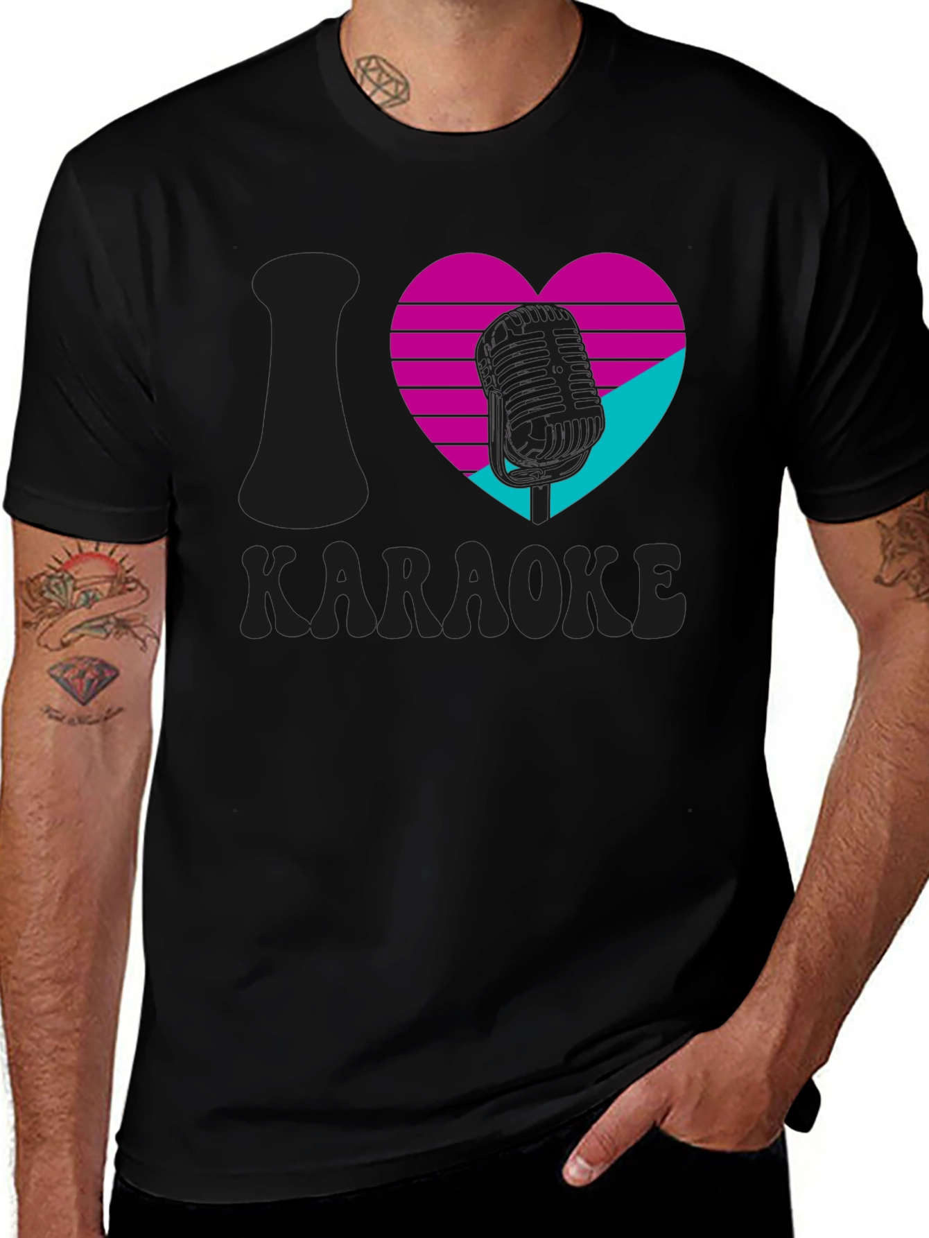 Variant 10 of I Heart Karaoke Microphone Graphic T-Shirt