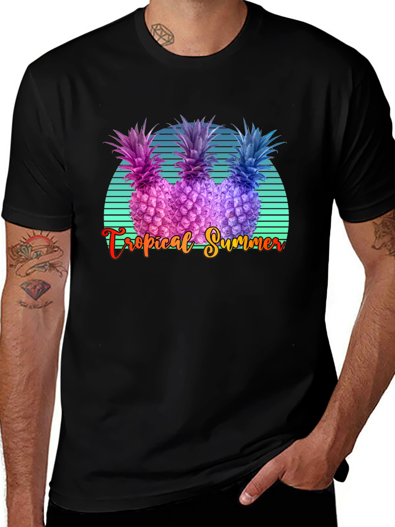 Variant 6 of Tropical Summer Pineapple Graphic T-Shirt