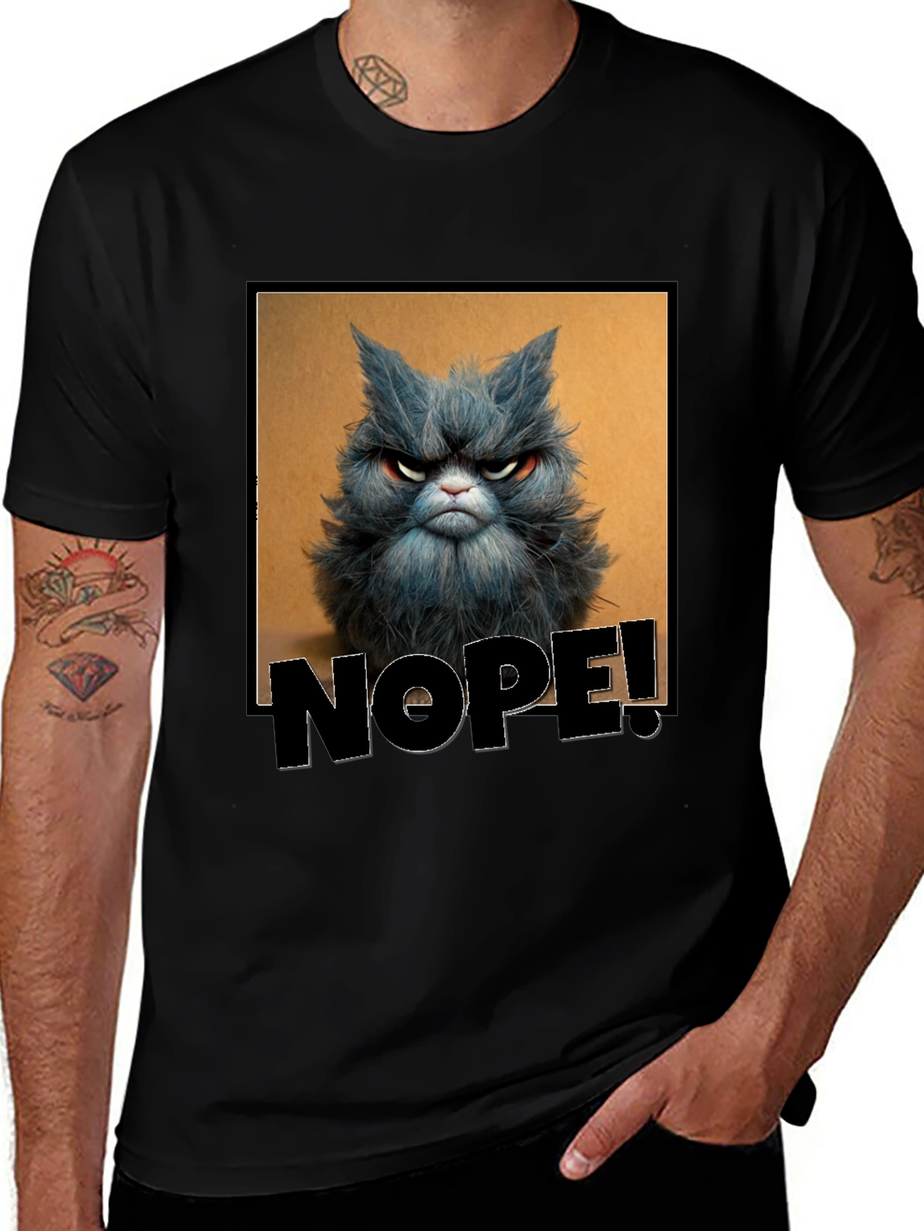 Variant 25 of Grumpy Cat NOPE! T-Shirt - Unisex Black Tee