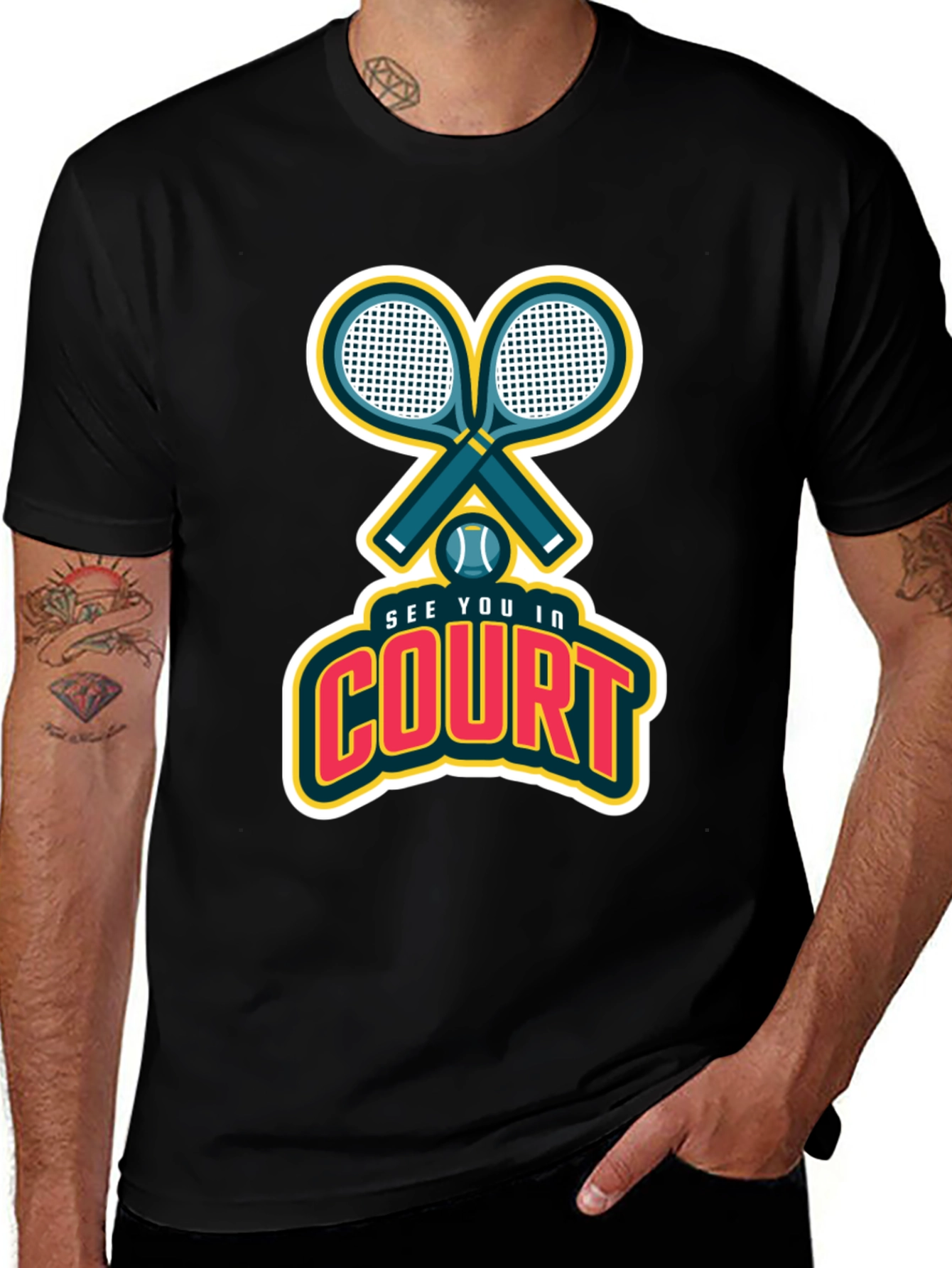 Tennis Racquet & Ball See You In Court Graphic Tee