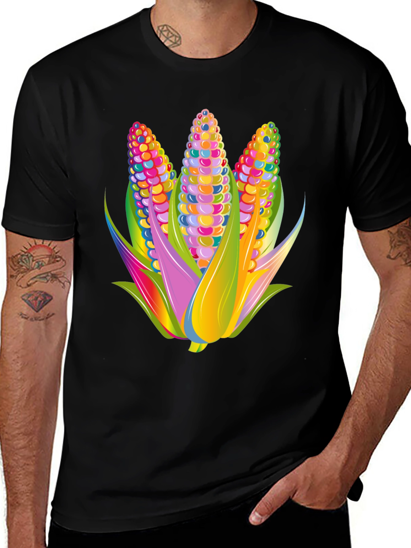 Variant 4 of Vibrant Corn Graphic Tee - Unique Colorful Design