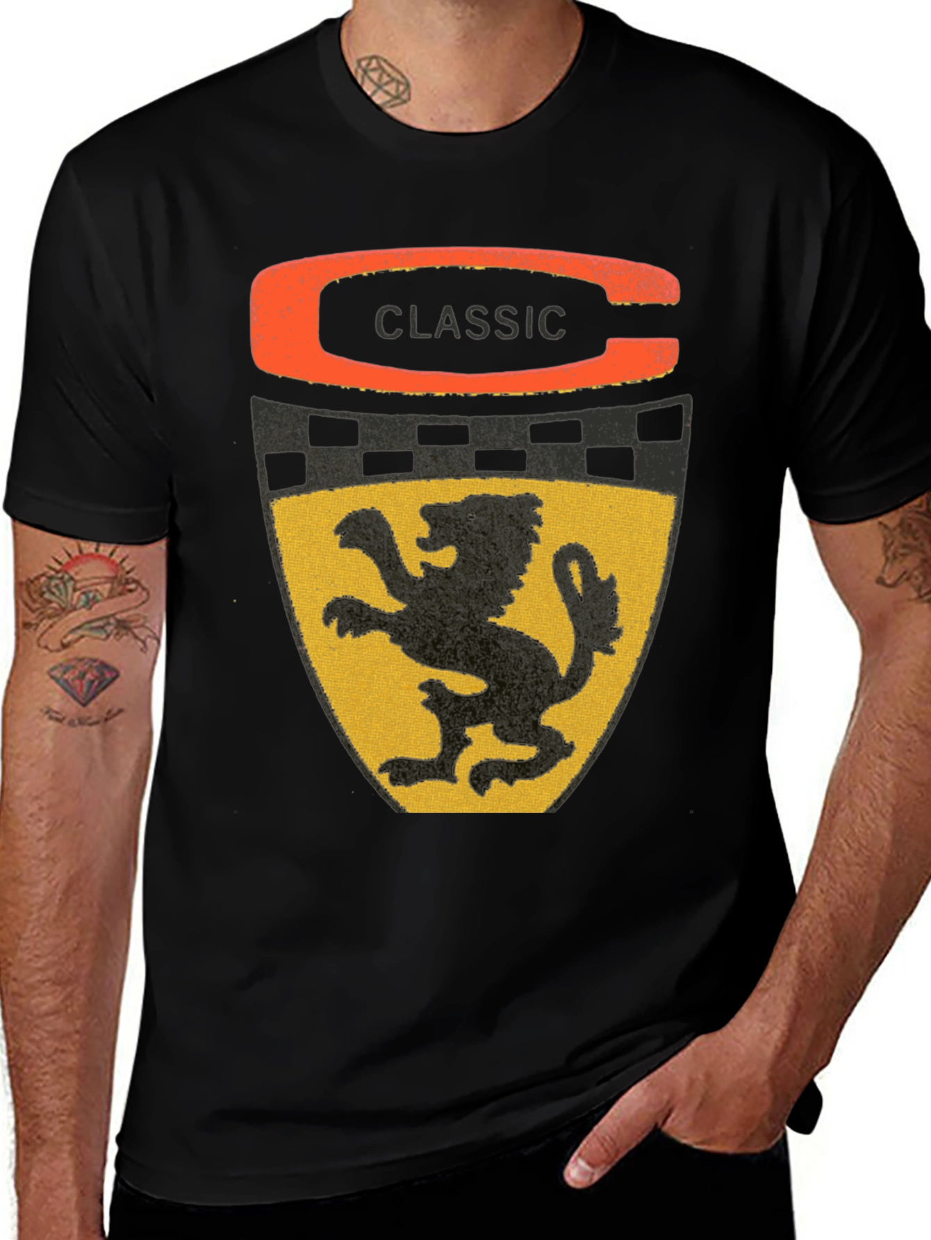 Black Classic Lion Shield Graphic Tee - Stylish Black T-Shirt main image